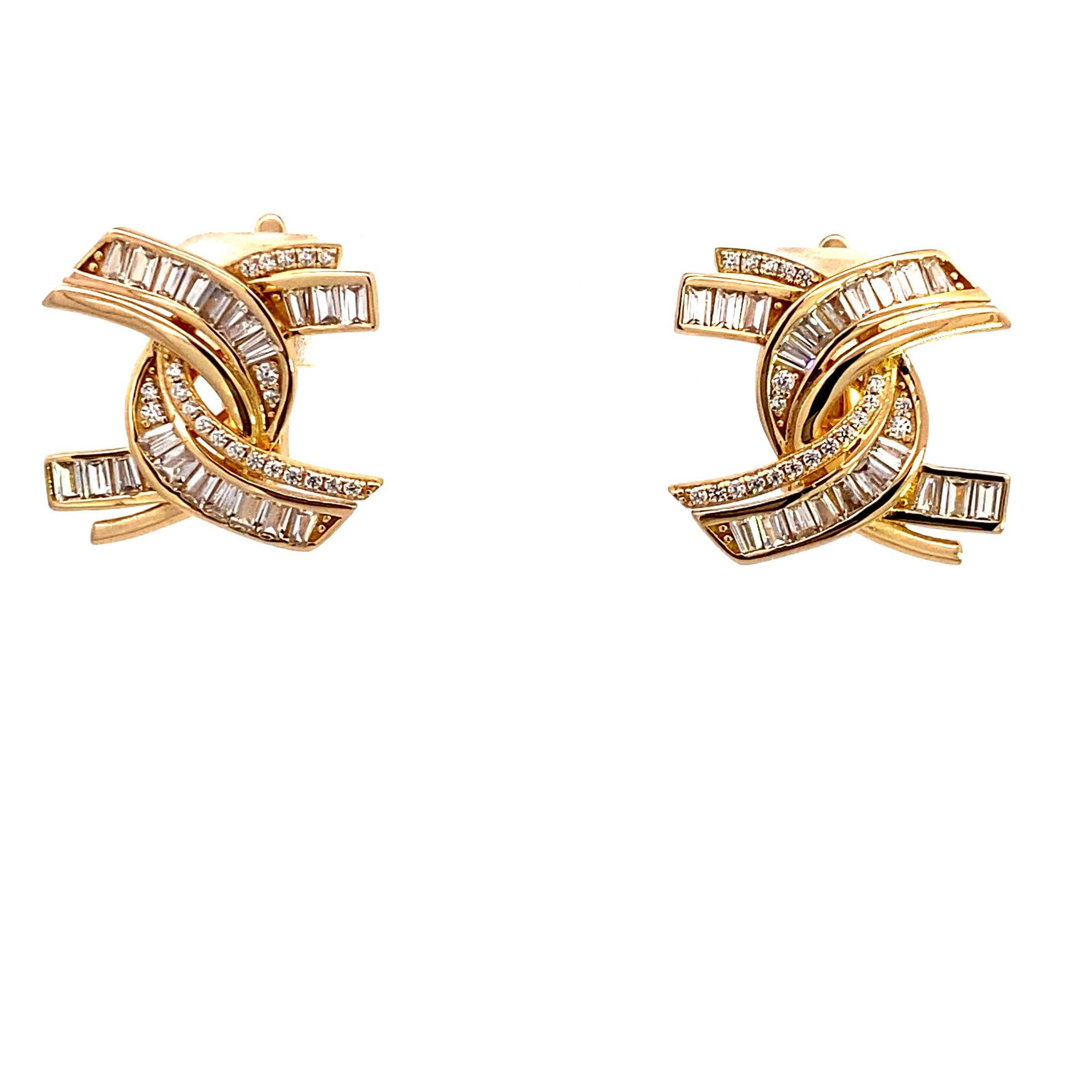 Ohrhänger Knoten gelbvergoldet Zirkonia weiß