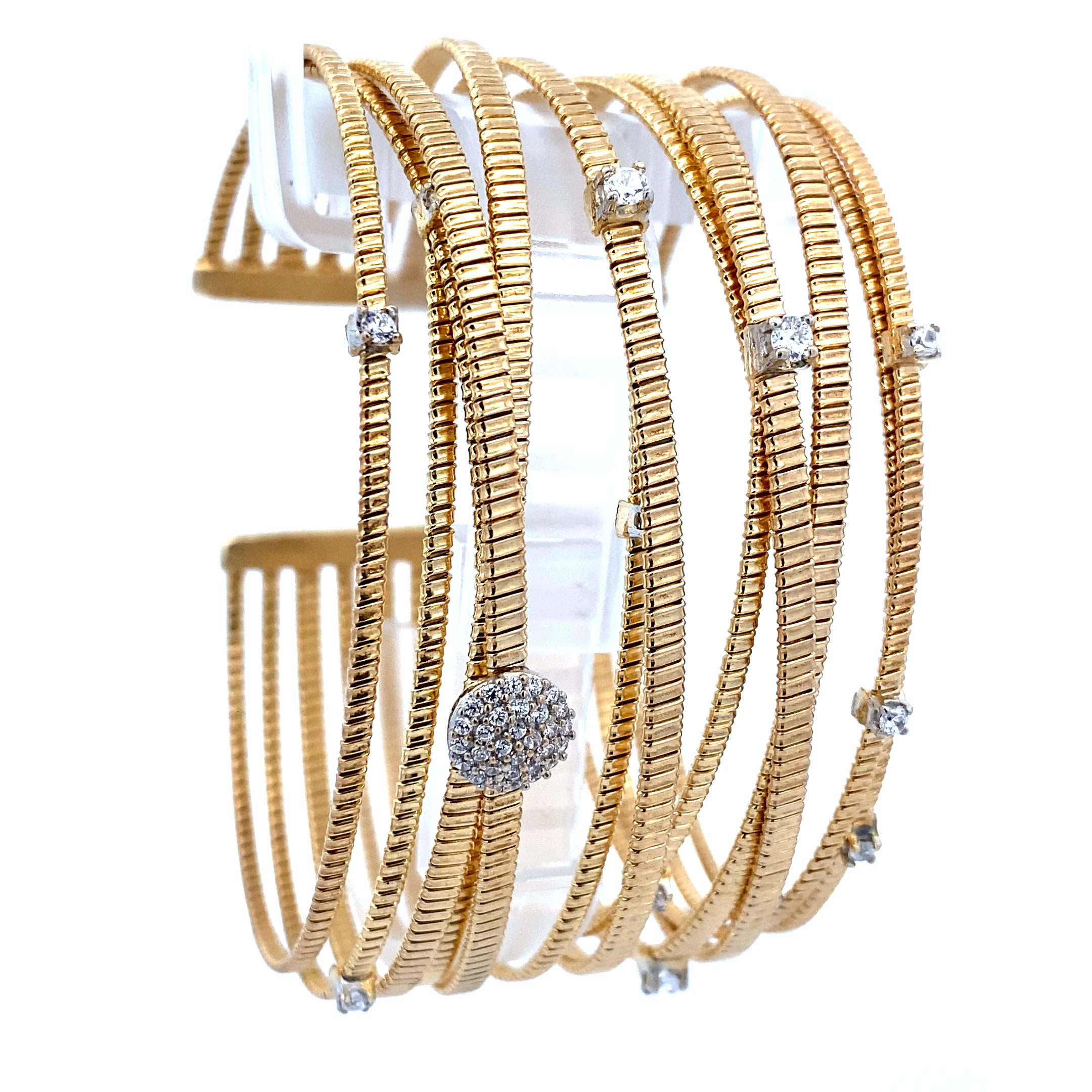 Armreif, Gelbvergoldet, rhodiniert, Zirkonia, weiß