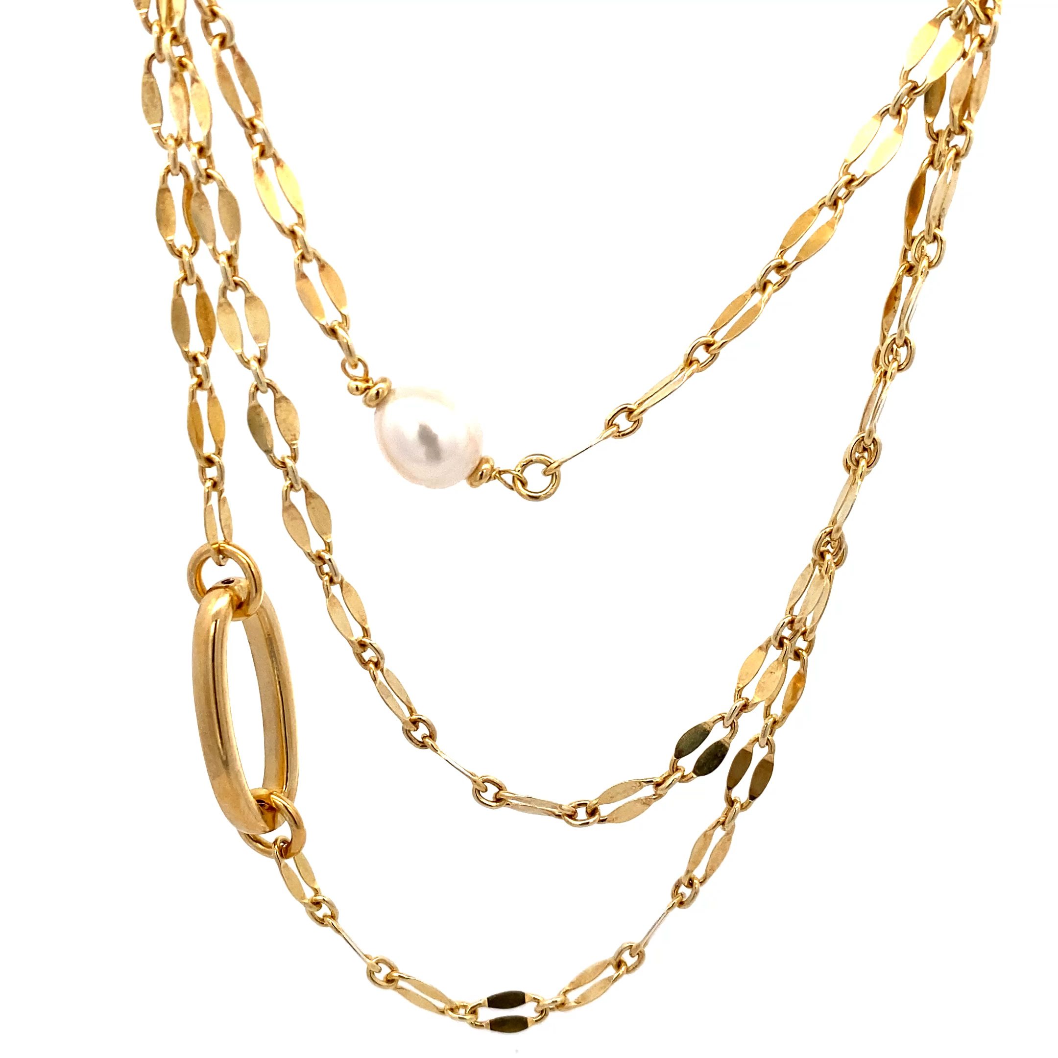 8325AG Collier Silber vergoldet Schiffsanker mit ovalen Elementen und Perlen