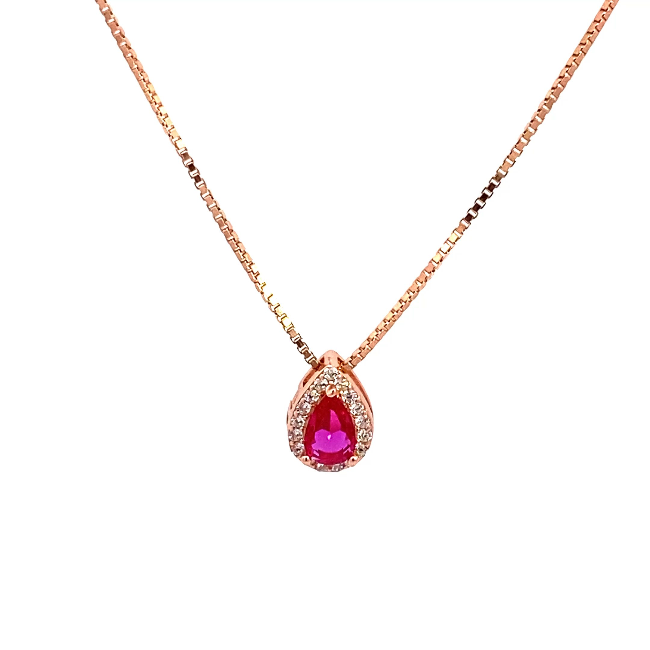 8326A2R6 Anhänger inkl. Venezianerkette rosevergoldet Tropfen Zirkonia weiß pink