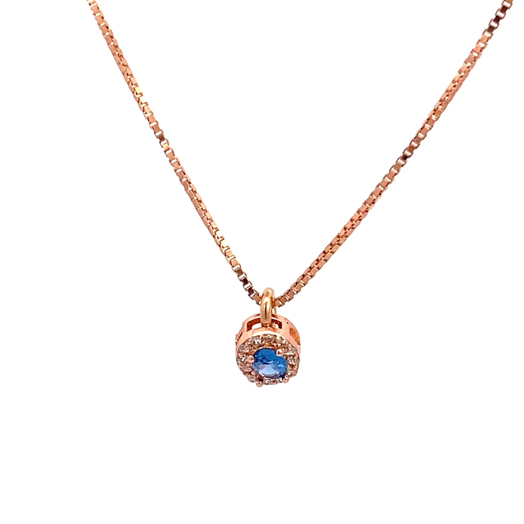 8326A3R4 Anhänger inkl. Venezianerkette rosevergoldet Oval Zirkonia weiß dunkelblau