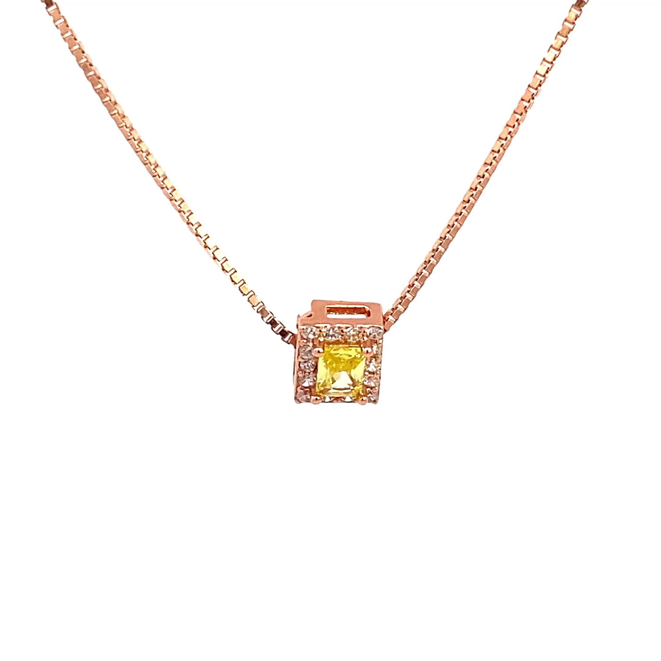 8326A4R50 Anhänger inkl. Venezianerkette rosevergoldet eckig Zirkonia weiß gelb