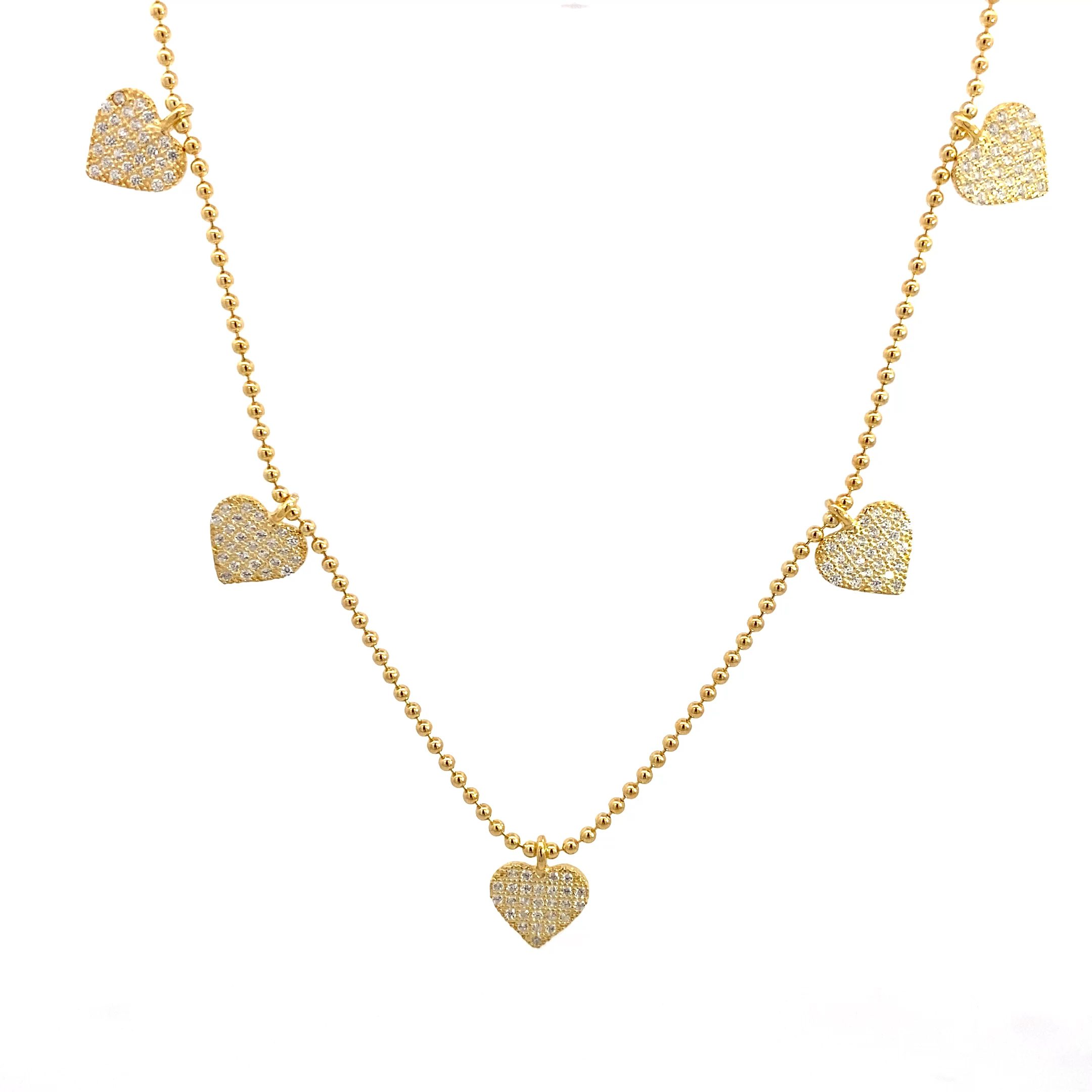 8327A1G Collier Silber gelbvergoldet Einhängern Herzen mit gefassten weißen Zirkonia
