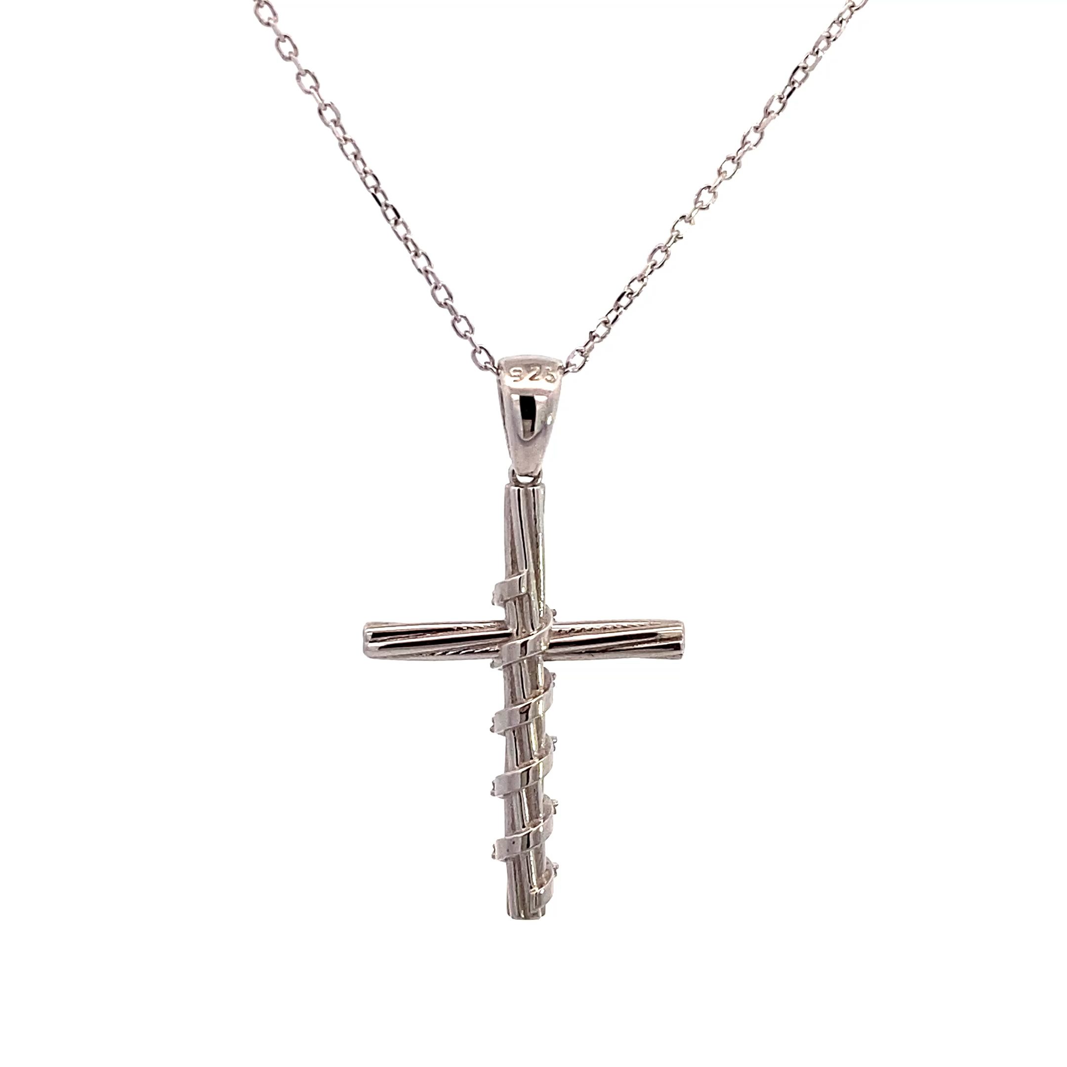 8333AW Anhänger inkl Kette Silber rhodiniert Kreuz Zirkonia weiß