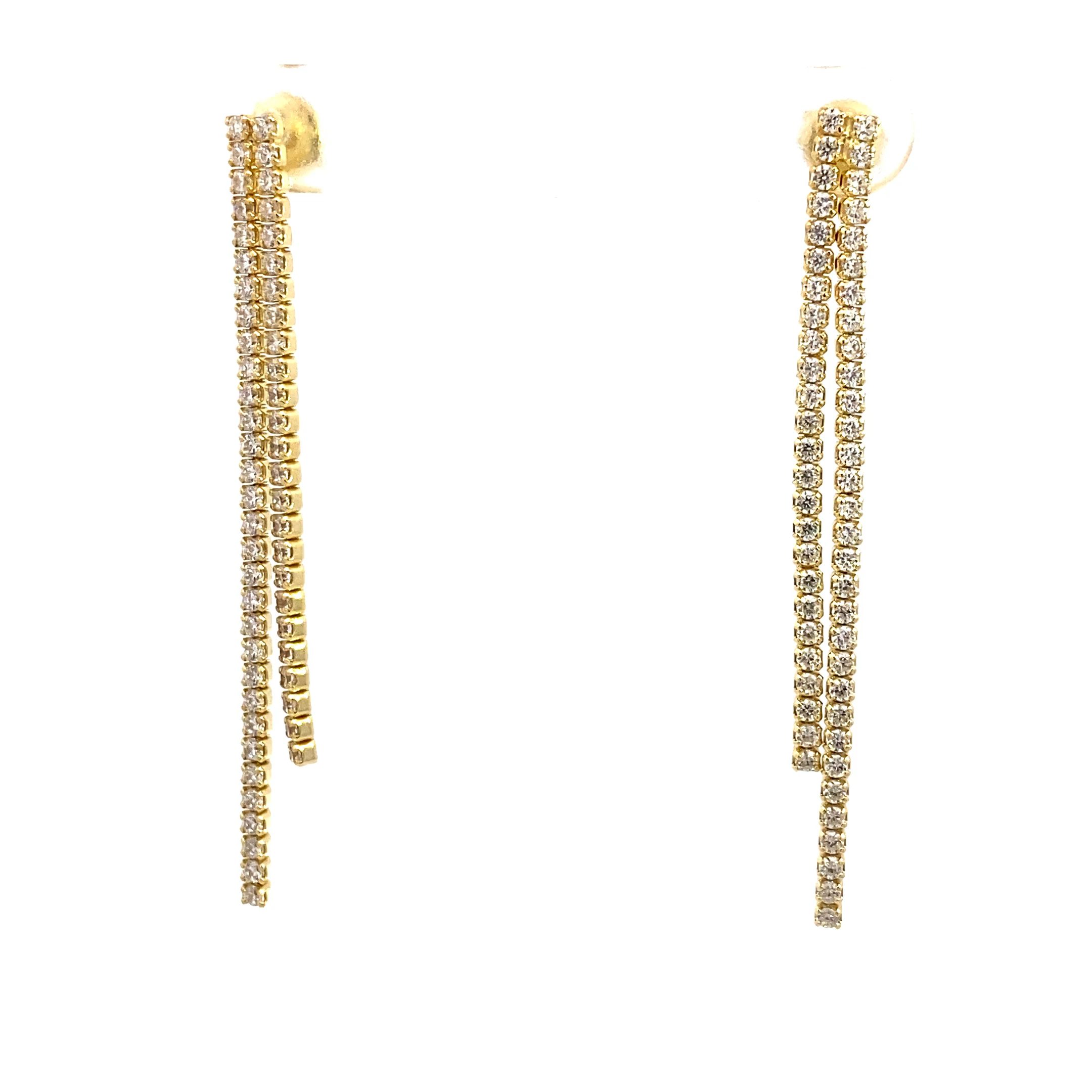 8339BG Ohrhänger Kaskade Tennisband gelbvergoldet weiße Zirkonia