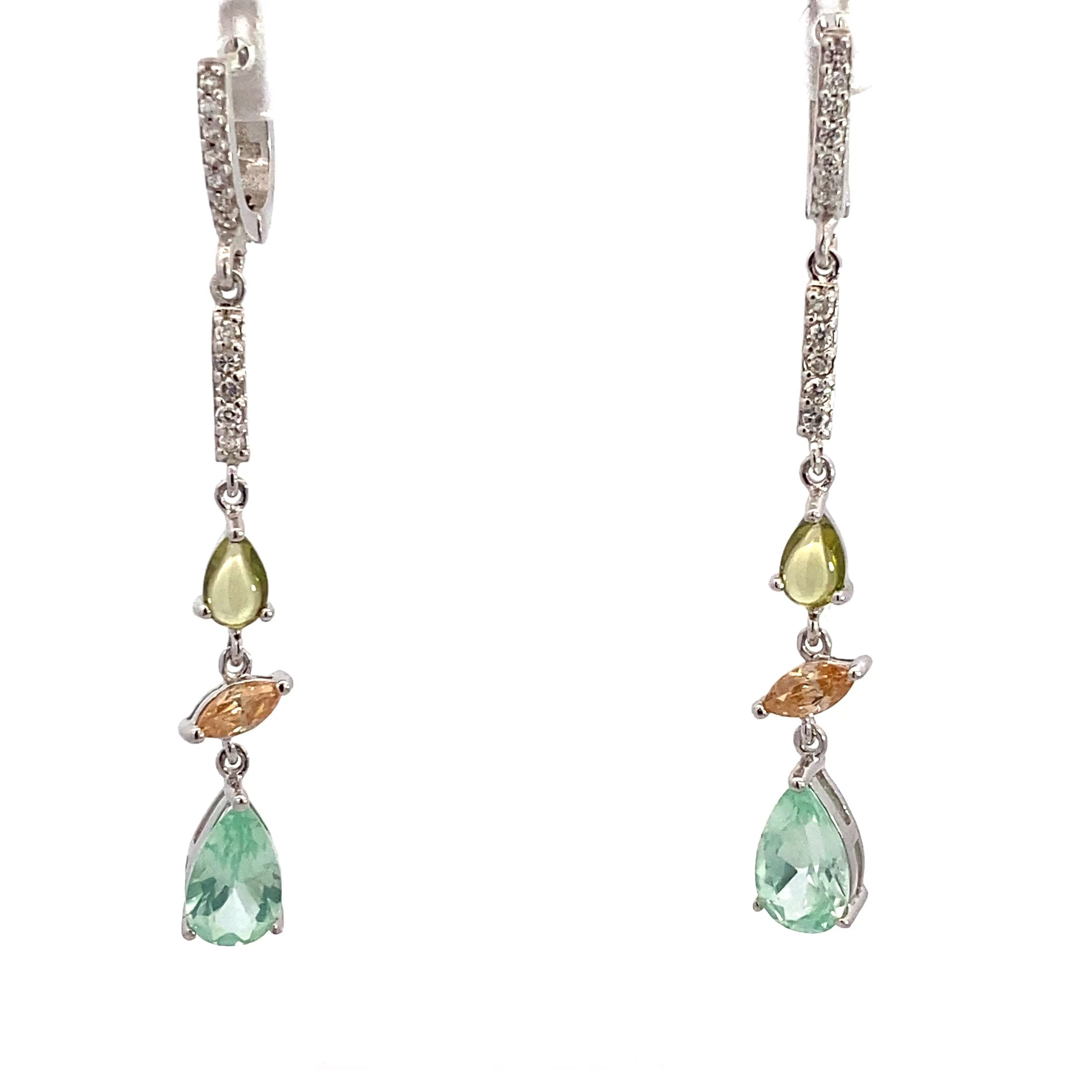 Ohrhänger Silber rhodiniert Formmix bunte Zirkonia