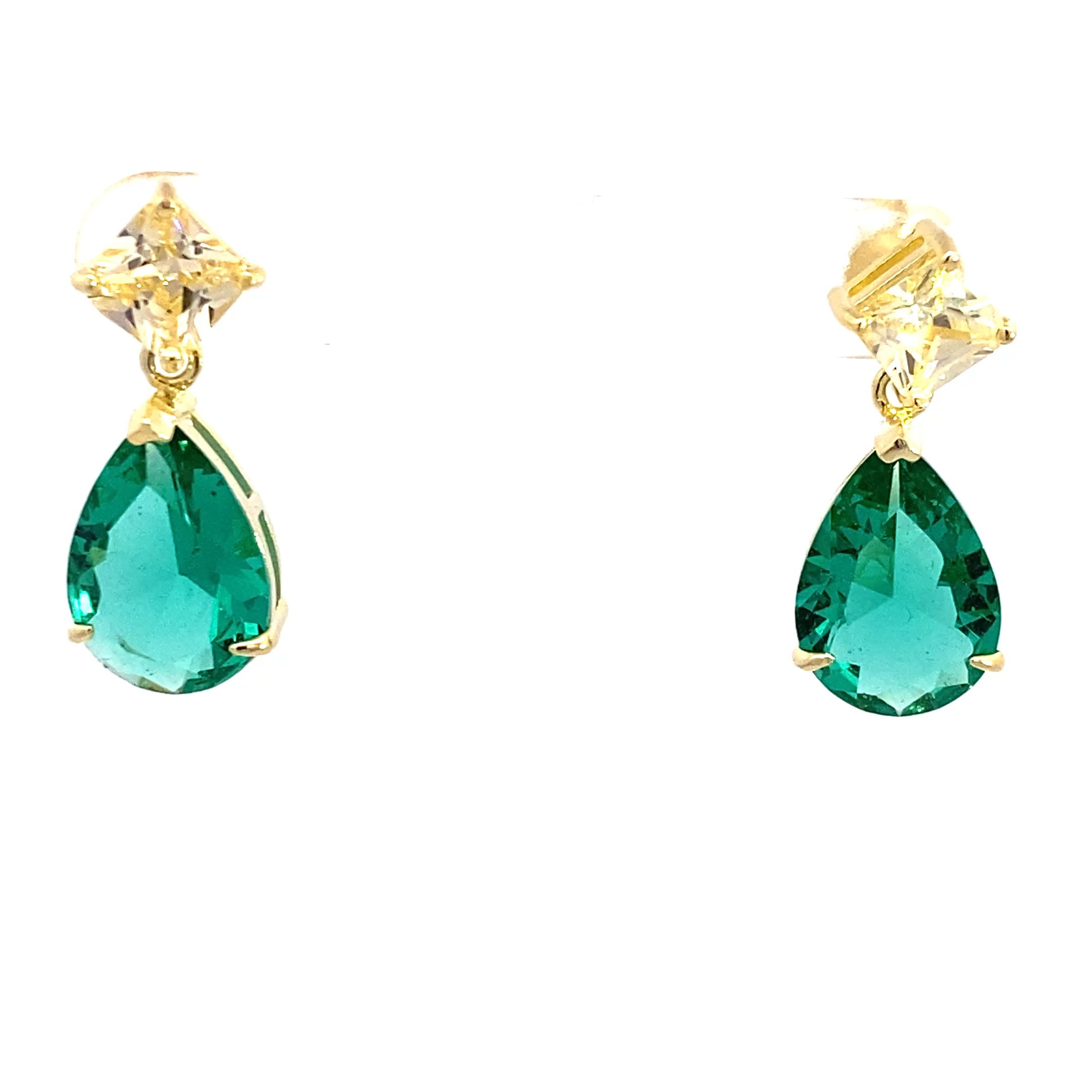 Ohrhänger Silber vergoldet Formmix Raute Tropfen weiß und türkis 