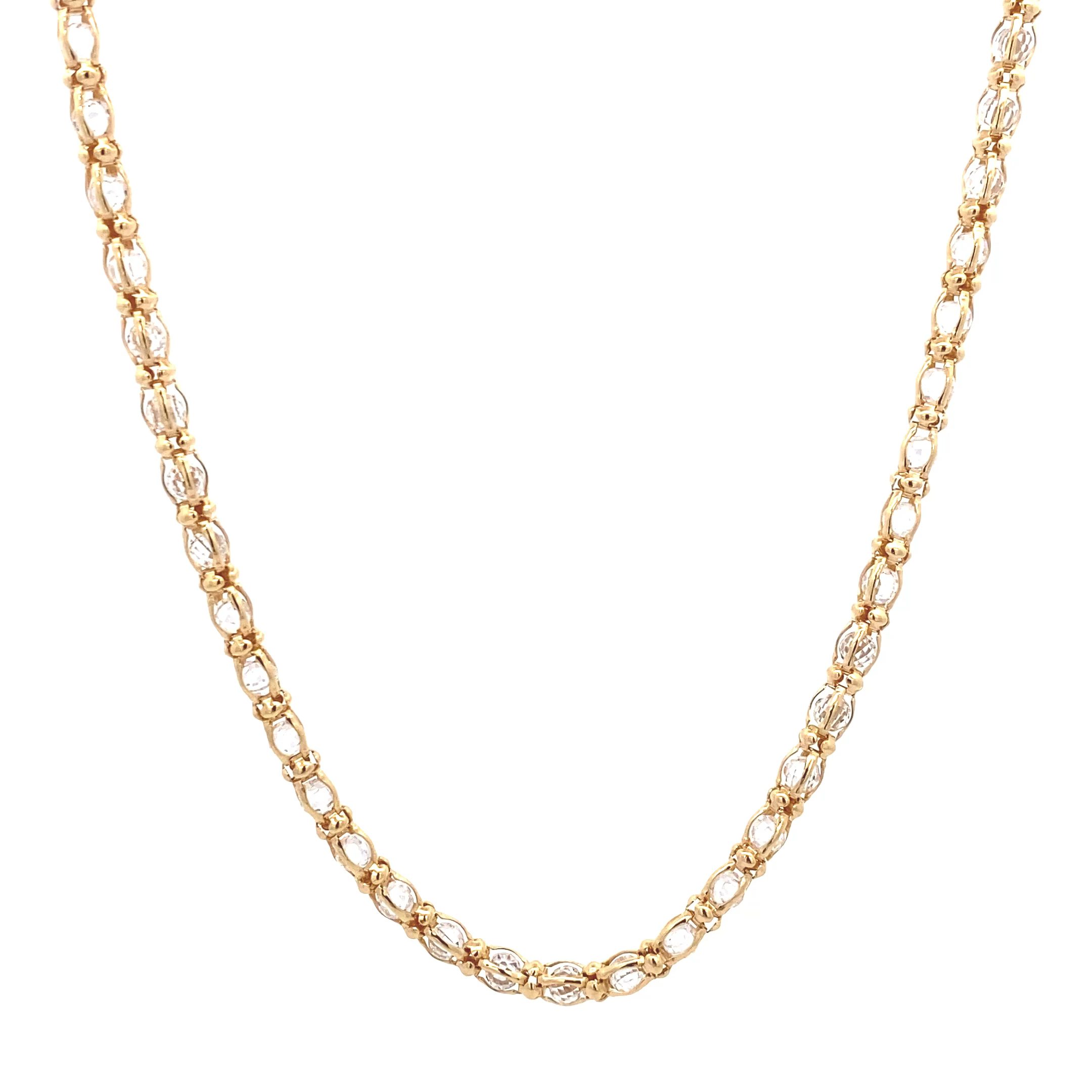 Collier gelbvergoldet in Silberdraht eingefasste weiße Zirkoniasteine