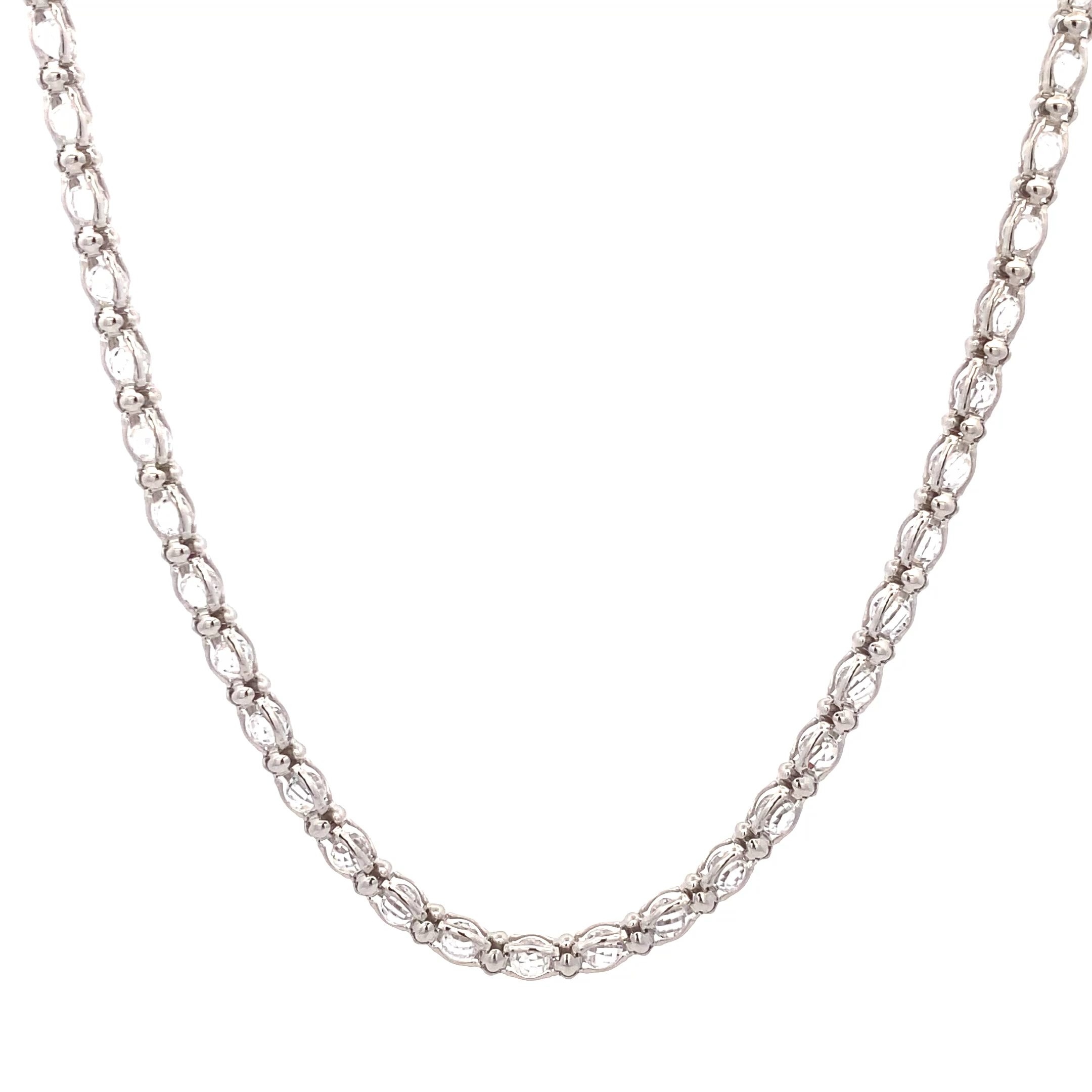 Collier rhodiniert in Silberdraht eingefasste weiße Zirkoniasteine