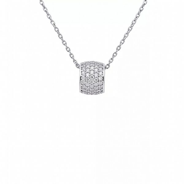 6696AW Anhänger inkl Kette, Zirkoniasteine weiß, Silber, rhodiniert