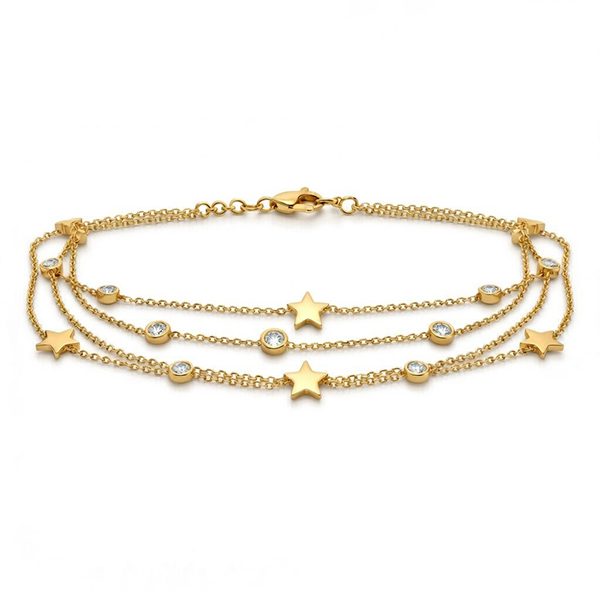 7501DG Armband, Silber, gelbvergoldet, Zirkoniasteine weiß, Sterne