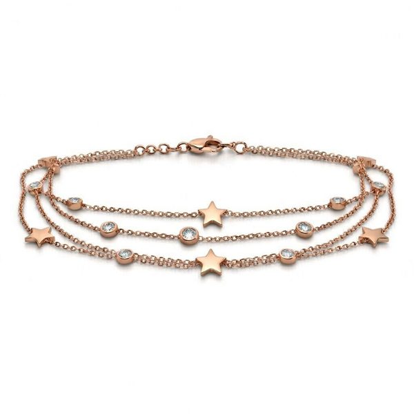 7501DR Armband, Silber, rosevergoldet, Zirkoniasteine weiß, Sterne