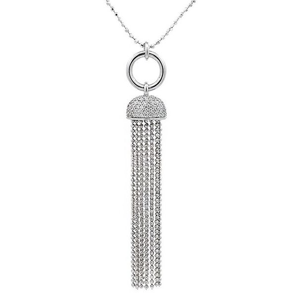 7599AW Anhänger inkl. Kette Silber rhodiniert Zirkonia weiß Tassel