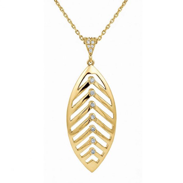 7653AG Anhänger inkl. Kette , Surfbrett/ Blatt , gelbvergoldet , Zi weiß