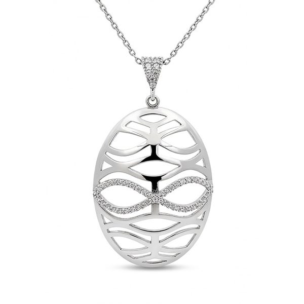 7655AW Anhänger inkl. Kette Schildkrötenpanzer/ Tikki, rhodiniert , weiße Zi