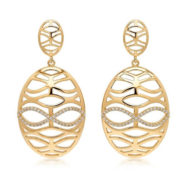 7655BG Ohrhänger, Schildkrötenpanzer/ Tikki gelbvergoldet , weiße Zi