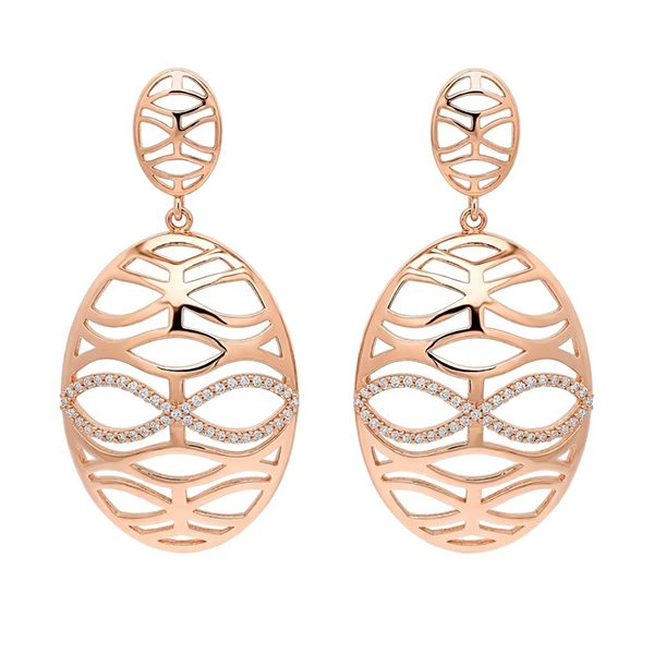 7655BR Ohrhänger, Schildkrötenpanzer/ Tikki rosevergoldet , weiße Zi