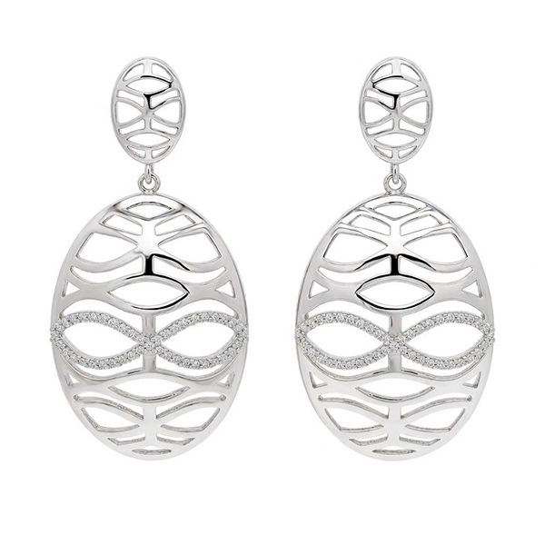 7655BW Ohrhänger, Schildkrötenpanzer/ Tikki rhodiniert , weiße Zi