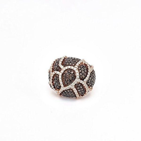 7662CR Schmuckring, Silber, rosevergoldet, Zirkoniasteine weiß, braun