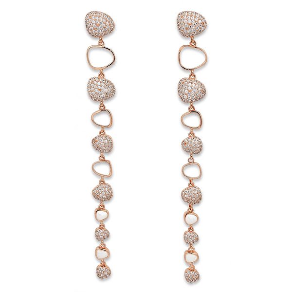 7666BR Ohrhänger rosevergoldet weiße Zi weißes Emaille