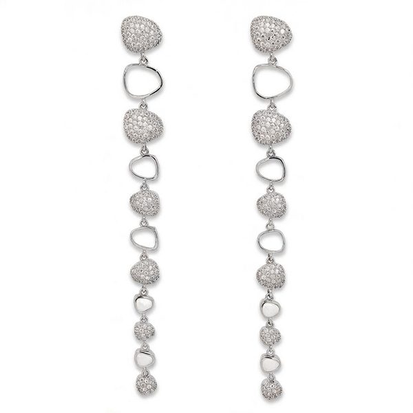 Ohrhänger rhodiniert weiße Zi weißes Emaille