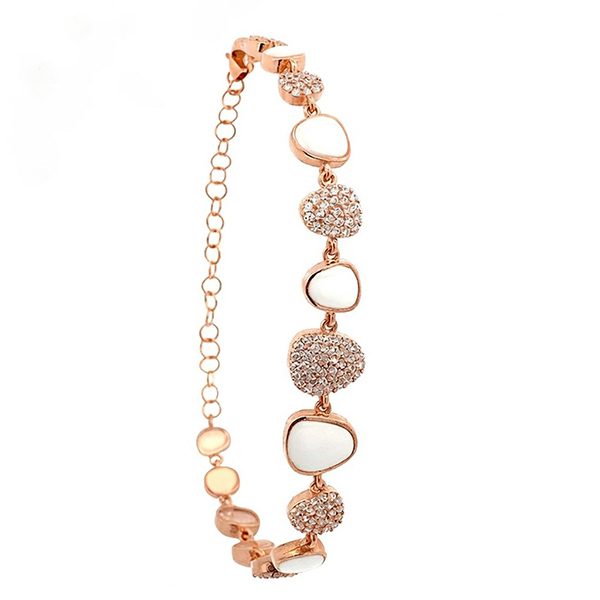 7666DR Armband rosevergoldet Zi weiß weißes Emaille