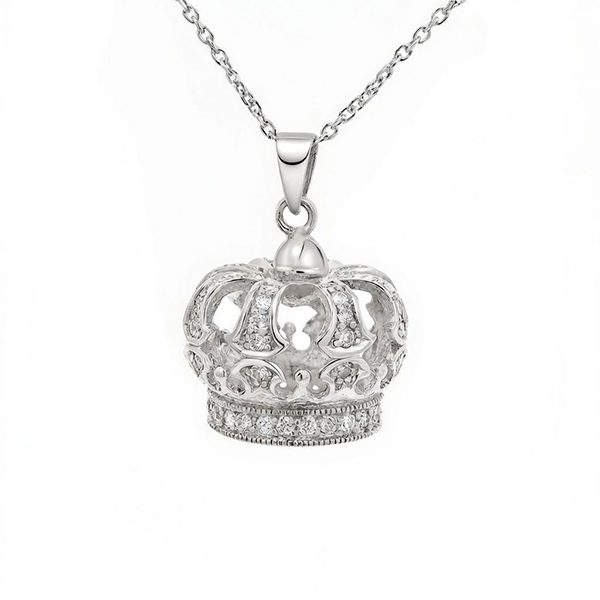 7748AW Anhänger inkl Kette, Zirkoniasteine weiß, Silber, rhodiniert