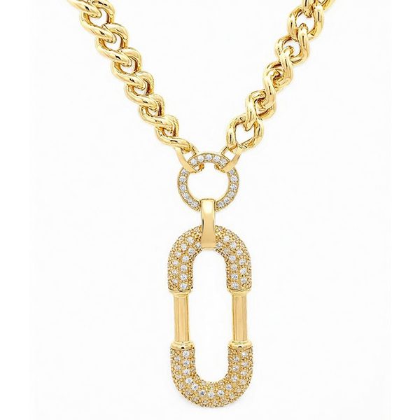 7810AG Collier, Zirkoniasteine weiß, Silber, gelbvergoldet