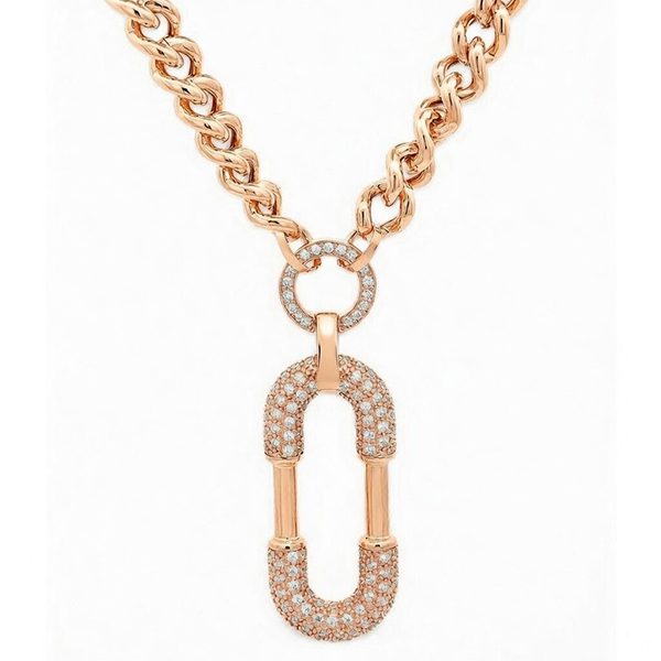 7810AR Collier, Zirkoniasteine weiß, Silber, rosevergoldet