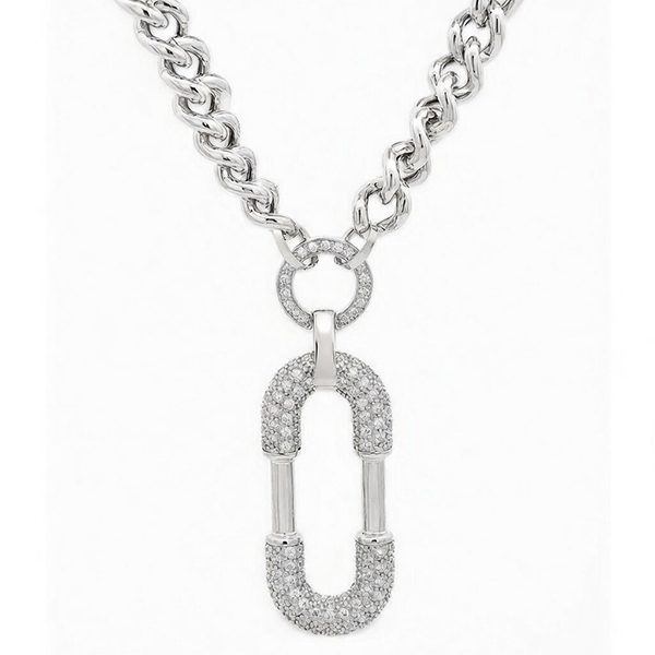 7810AW Collier, Zirkoniasteine weiß, Silber, rhodiniert