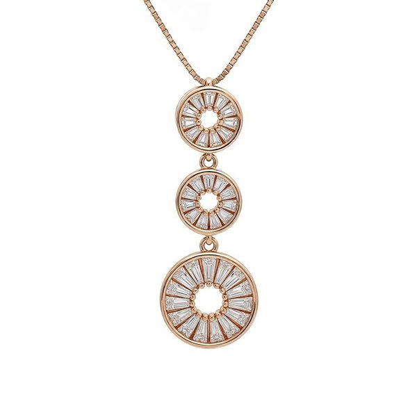 7854AR Anhänger inkl Kette, Zirkoniasteine weiß, Silber, rosevergoldet