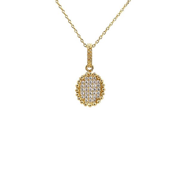 7880A2G Anhänger inkl Kette, Zirkoniasteine weiß, Silber, gelbvergoldet