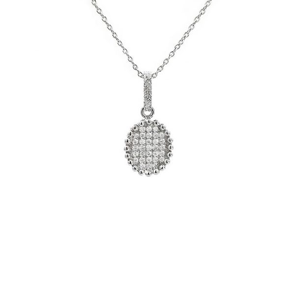 7880A2W Anhänger inkl Kette, Zirkoniasteine weiß, Silber, rhodiniert