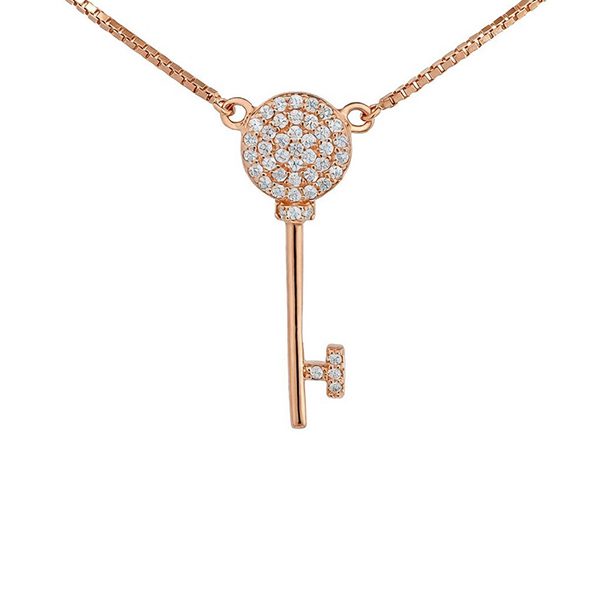 7932AR Anhänger inkl Kette, Zirkoniasteine weiß, Silber, rosevergoldet