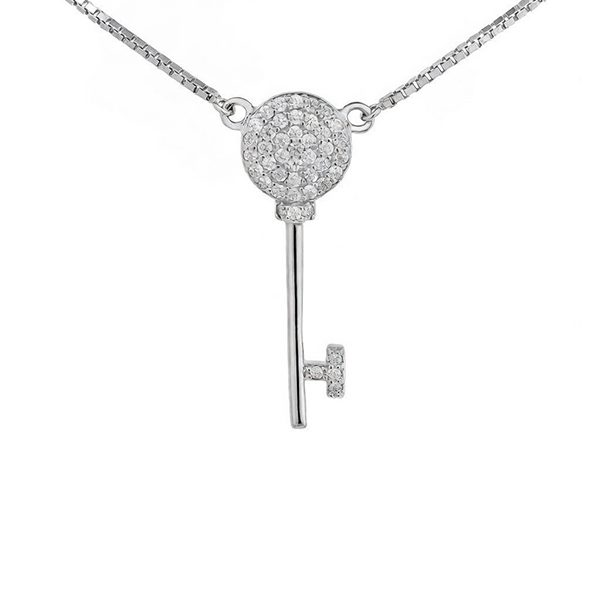 7932AW Anhänger inkl Kette, Zirkoniasteine weiß, Silber, rhodiniert