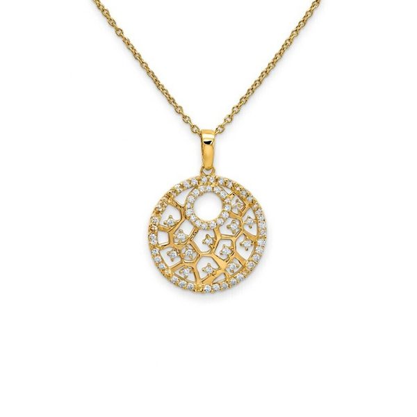 7959AG Anhänger inkl Kette, , Zirkoniasteine weiß, Silber, gelbvergoldet