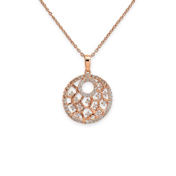 7959AR Anhänger inkl Kette, , Zirkoniasteine weiß, Silber, rosevergoldet