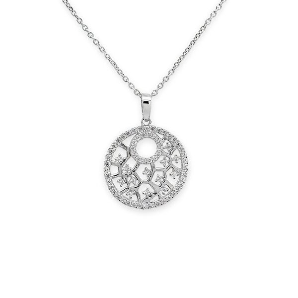 7959AW Anhänger inkl Kette, , Zirkoniasteine weiß, Silber, rhodiniert