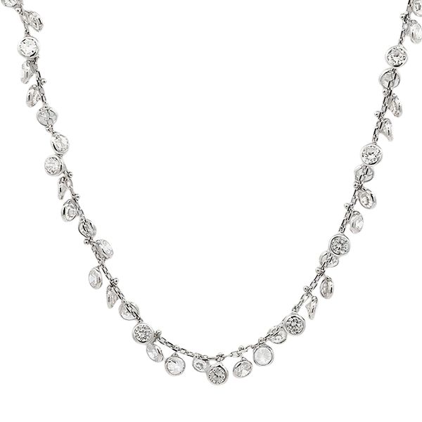 7987AW Collier rundgefasste Zi, rhodiniert