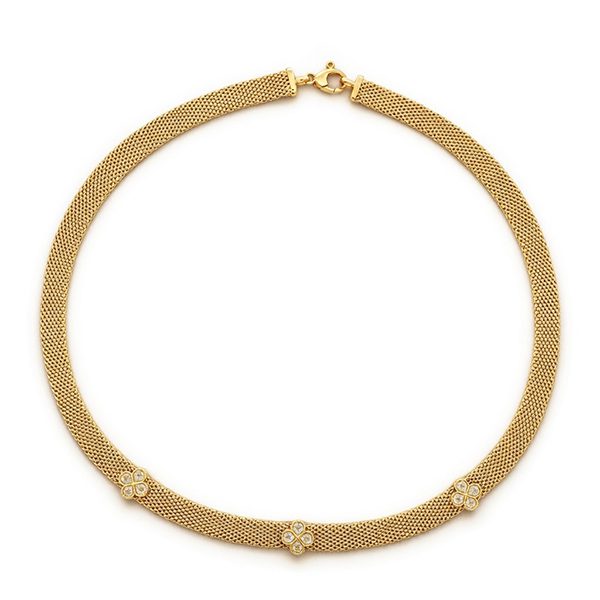 7992AG HImbeercolllier gelvergoldet , mit Blumen und weißen zi