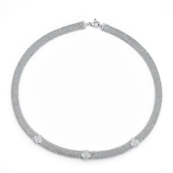 7992AW HImbeercolllier rhodiniert , mit Blumen und weißen zi