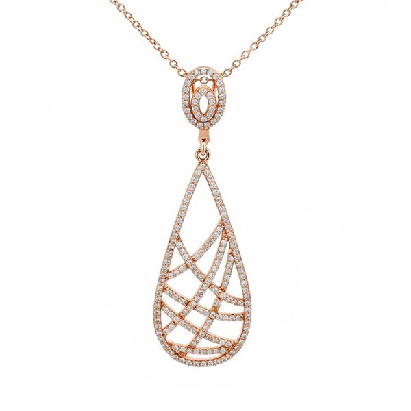 8010AR Anhänger inkl Kette, Zirkoniasteine weiß, Silber, rosevergoldet