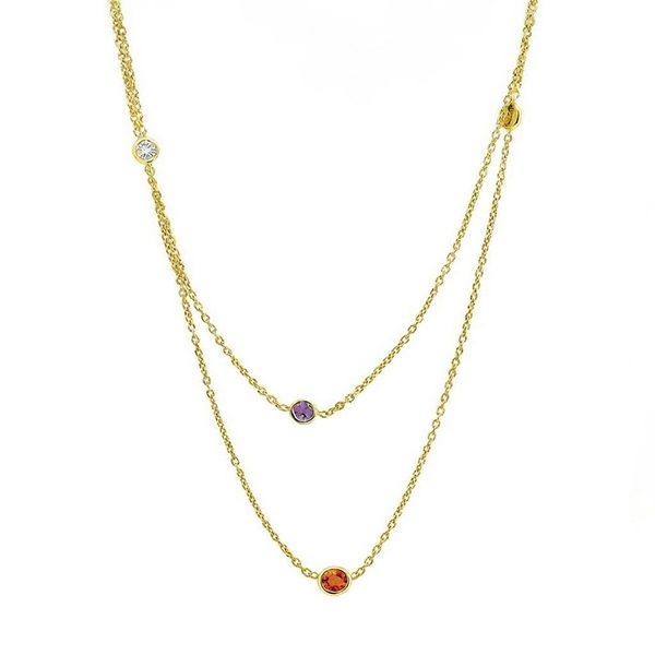 8047A1G123 Collier, Silber gelbvergoldet, ovale Elemente, kunterbunt