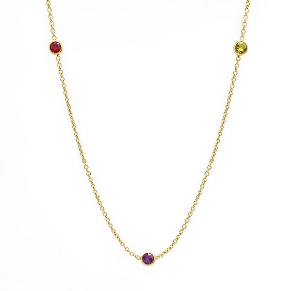 8047AG123 Collier, Silber gelbvergoldet, runde Elemente, kunterbunt