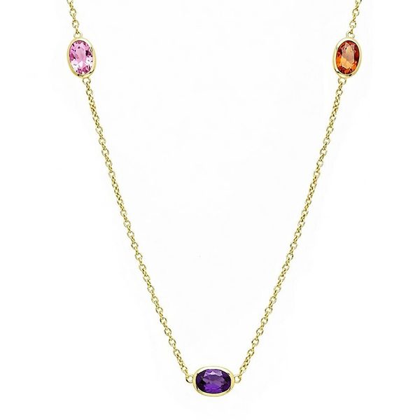 8048AG123 Collier, Silber gelbvergoldet, ovale Elemente, kunterbunt