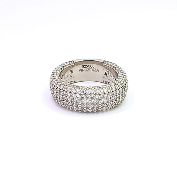 8051CW Schmuckring, Silber, rhodiniert, Zirkoniasteine weiß