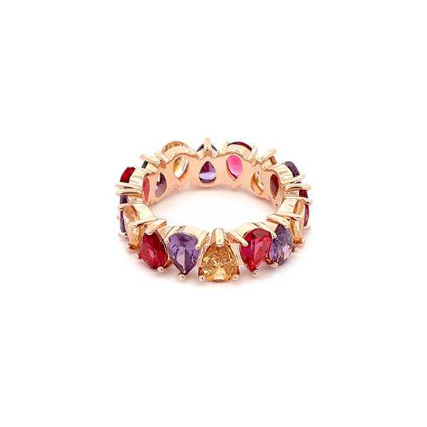 8081CR123 Ring, Tropfen, Silber, rosevergoldet, bunt