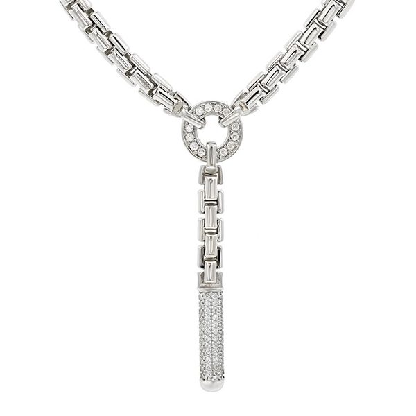 8117AW Collier Schachtelglieder, weiße Zirkonia rhodiniert