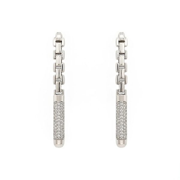 8117BW Ohrhänger Schachtelglieder, weiße Zirkonia rhodiniert