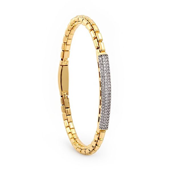 Armband Schachtelglieder, weiße Zirkonia rhodiniert , gelbvergoldet